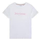 Juicy Couture Einfarbiges T-Shirt mit Rundhalsausschnitt und Kontrastdruck in Weiß für Mädchen