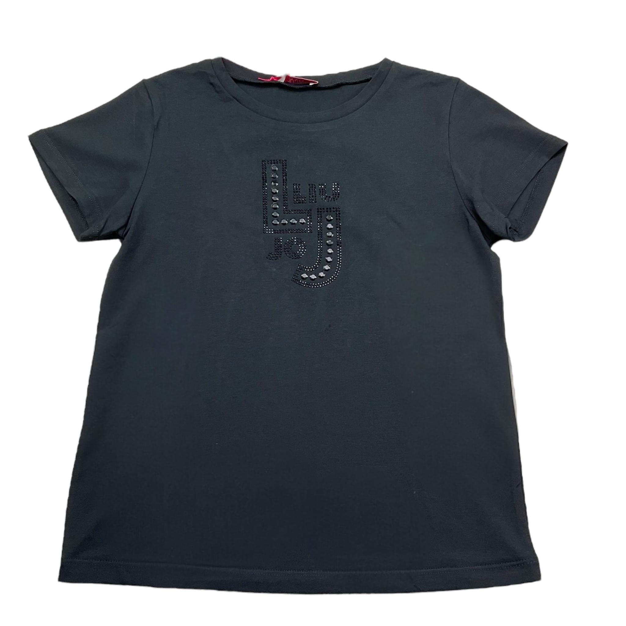 Liu Jo T-Shirt Girocollo Tinta Unita con Brillantini per Bambina GA5119 NERO LIU JO 