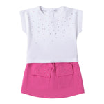 Sarabanda Completo 2 Pezzi T-Shirt-Gonna Bianco per Bambina 0B234J BIANCO SARABANDA 