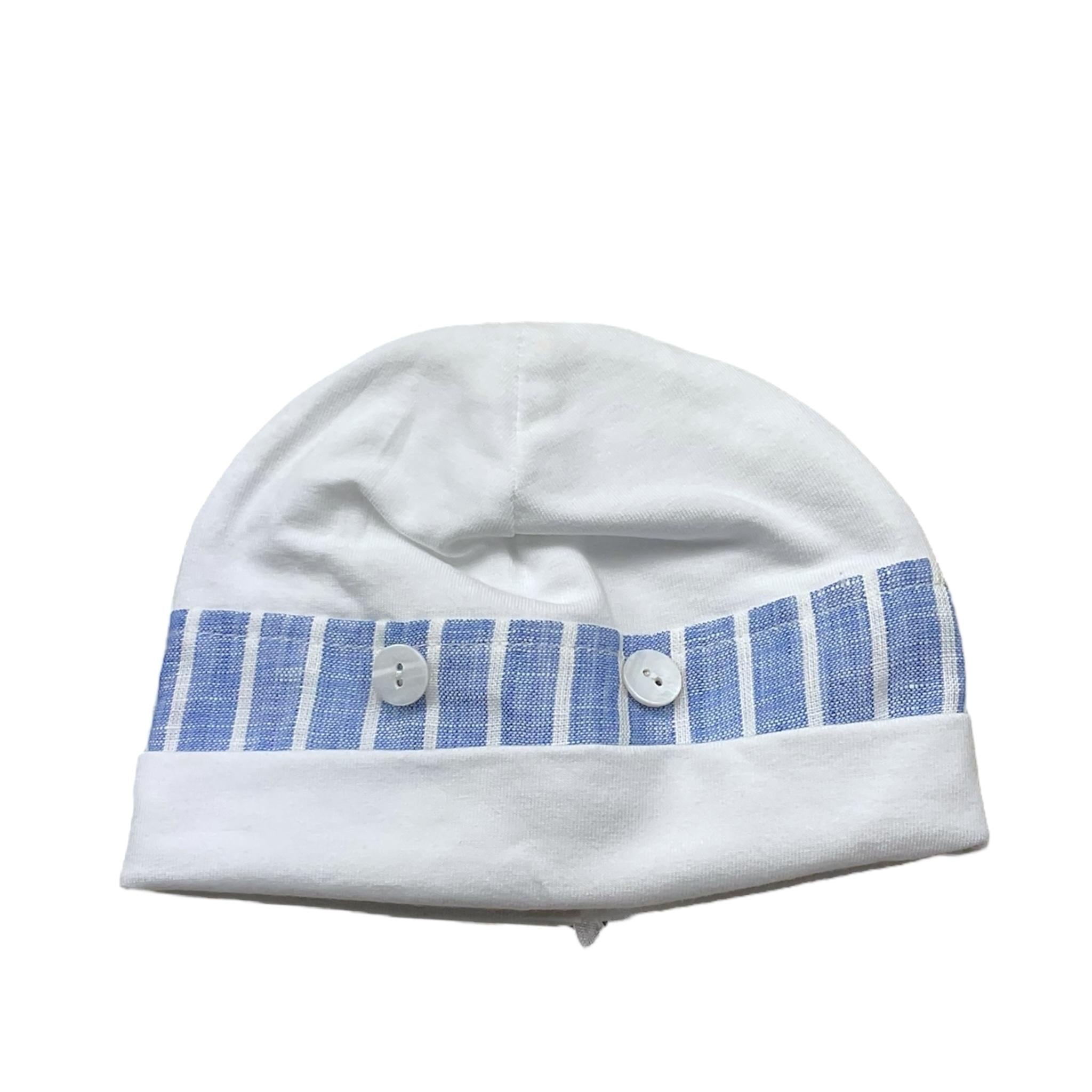 I Delfi Cappelli Bicolore con Fantasia A Righe per Neonato 25P5274 BIANCO/AZZURRO I DELFI 