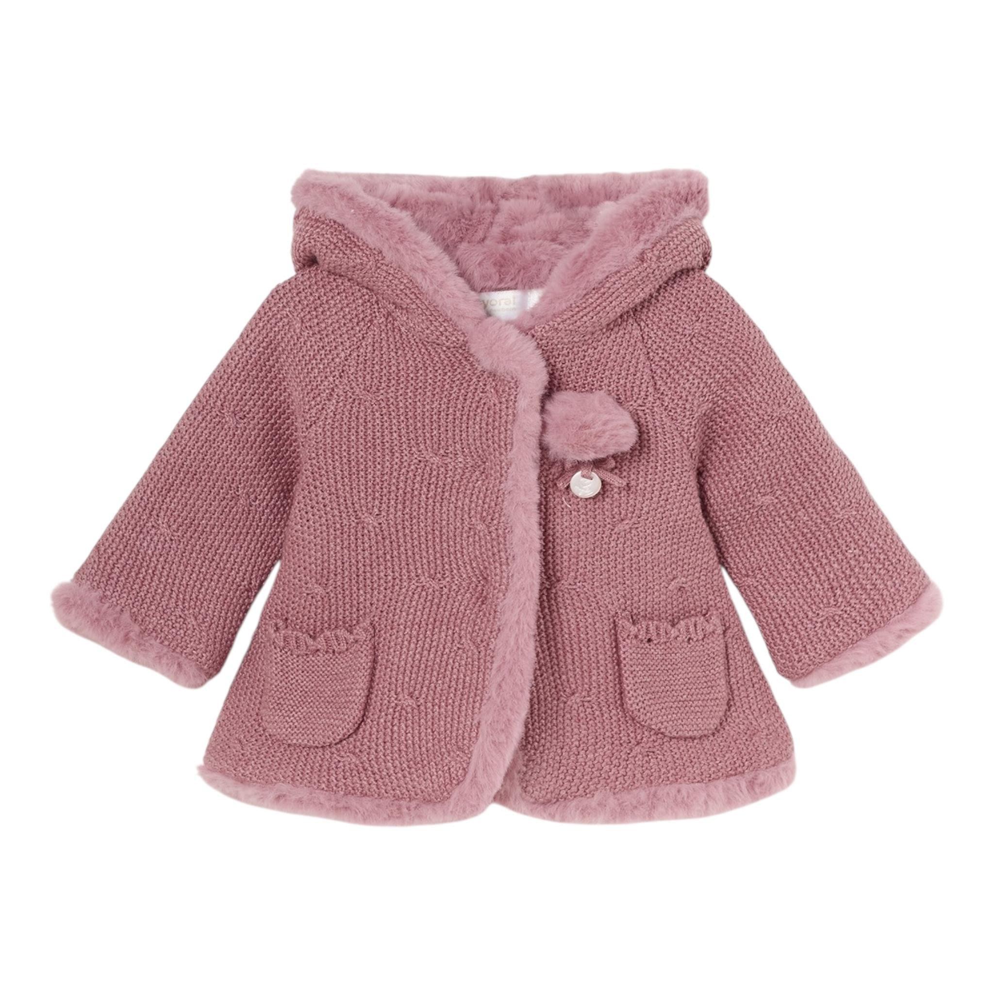 MAYORAL cappotto tinta unita modello con pelliccia e cappuccio Rosa per Neonata 2304X ROSA MAYORAL 