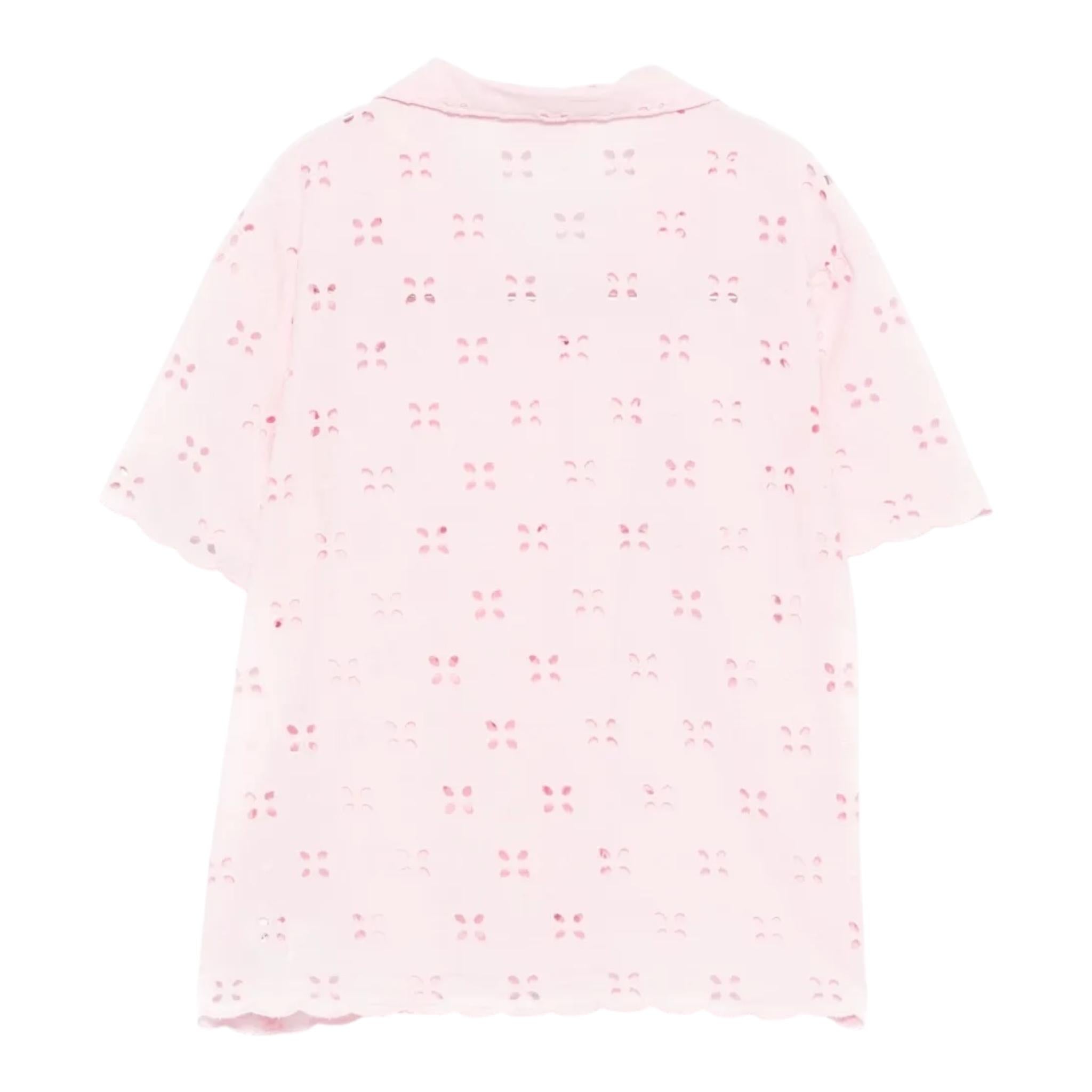 Saint Barth Camicia Mezza Manica Tinta Unita In Pizz Sangallo per Bambina EVL00104056 ROSA SAINT BARTH 