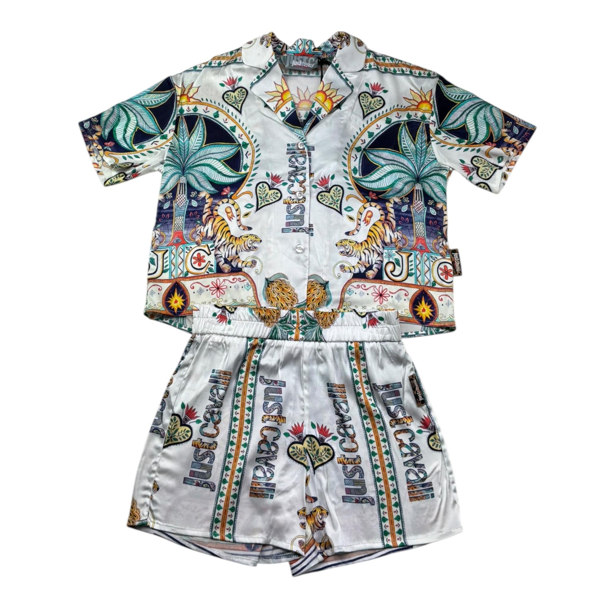 Just Cavalli Completo 2 Pezzi Camicia-Bermuda Stampa Fantasia per Bambino JGP26104CE BIANCO JUST CAVALLI 
