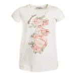 Monnalisa T-Shirt Girocollo Tinta Unita con Stampa per Bambina 199610SE PANNA MONNALISA 