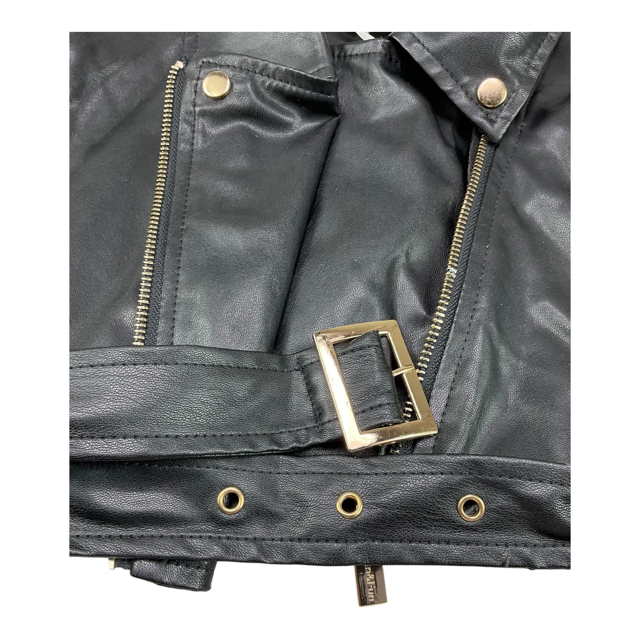 Fun & Fun Chiodo In Ecopelle Tinta Unita per Bambina FNCJJK0964 NERO FUN & FUN 