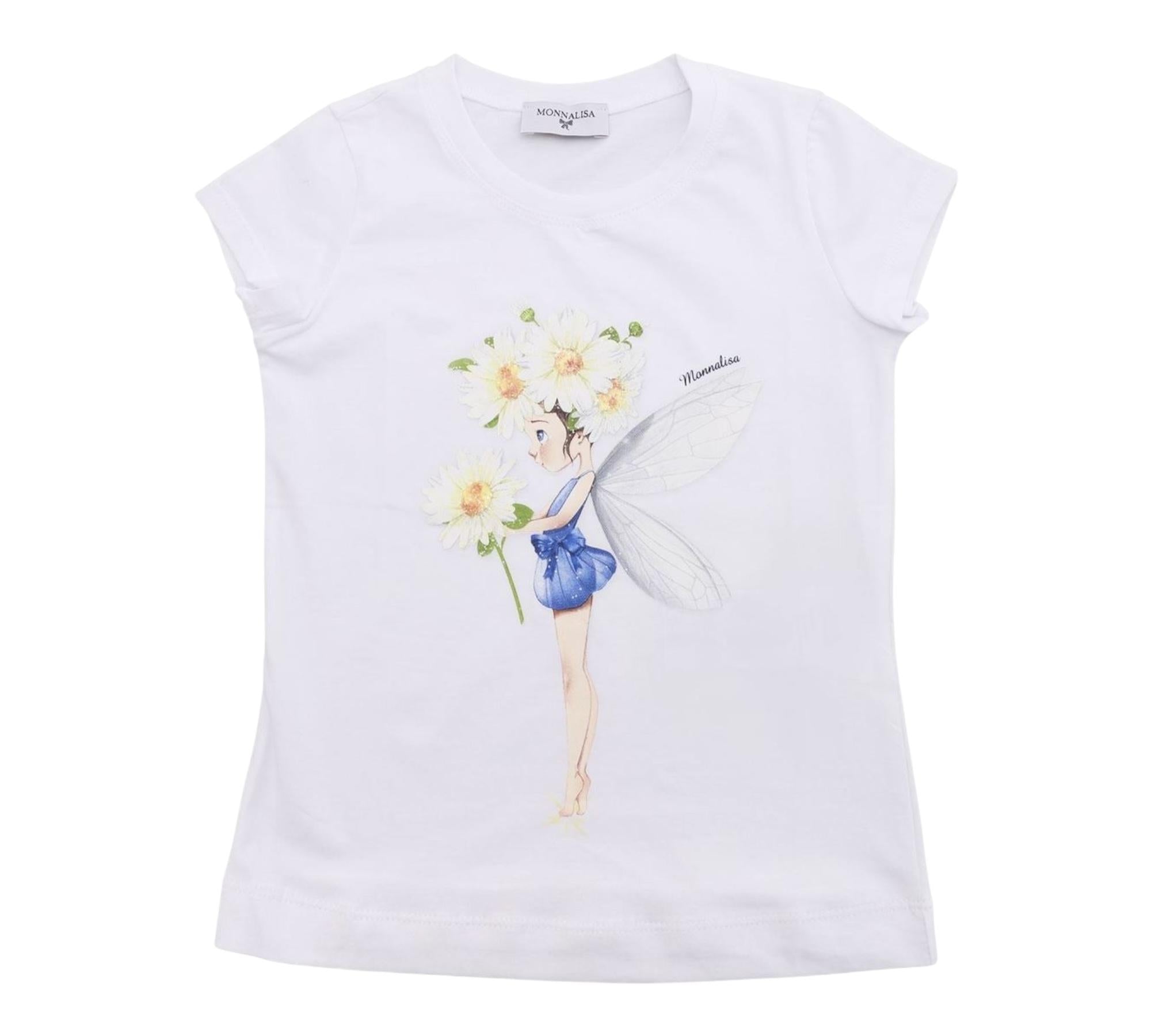 Monnalisa T-Shirt Girocollo Tinta Unita con Stampa per Bambina 113602S2 BIANCO MONNALISA 