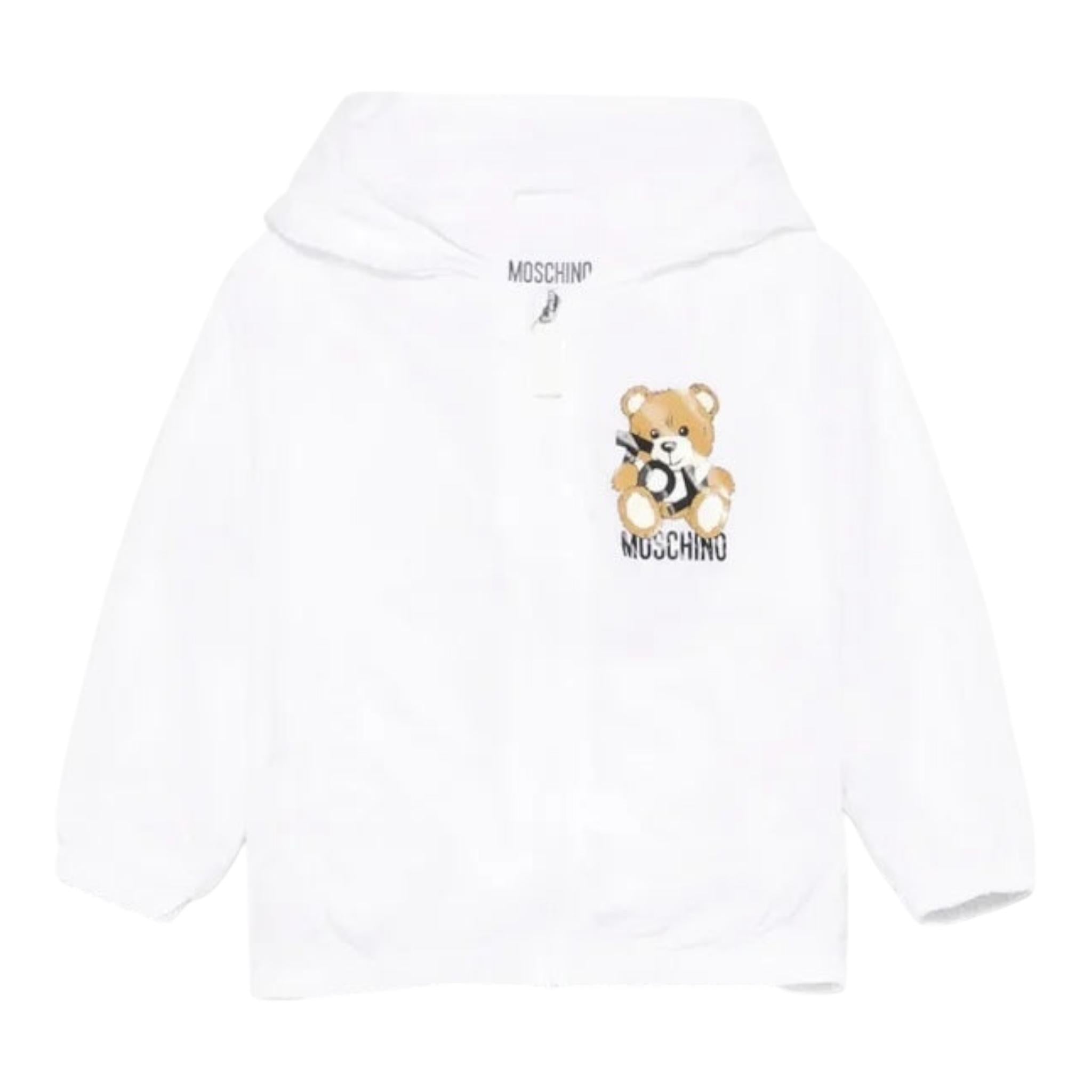 Moschino Giubbino Tinta Unita con Zip E Cappuccio per Neonato MUS02W BIANCO MOSCHINO 
