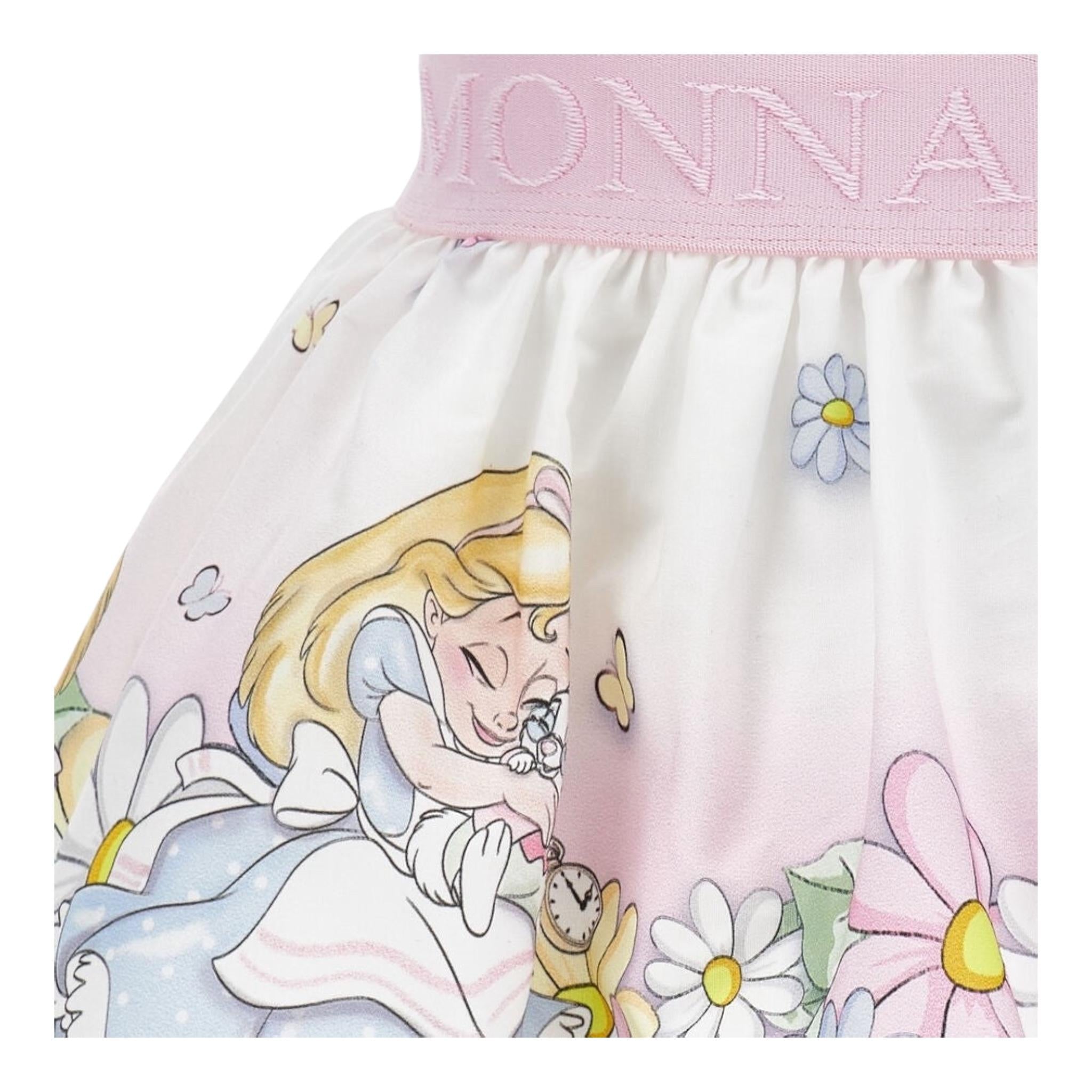 Monnalisa Gonna Tinta Unita con Stampa 'Alice Nel Paese Delle Meraviglie' per Neonata 31E703 ROSA MONNALISA 