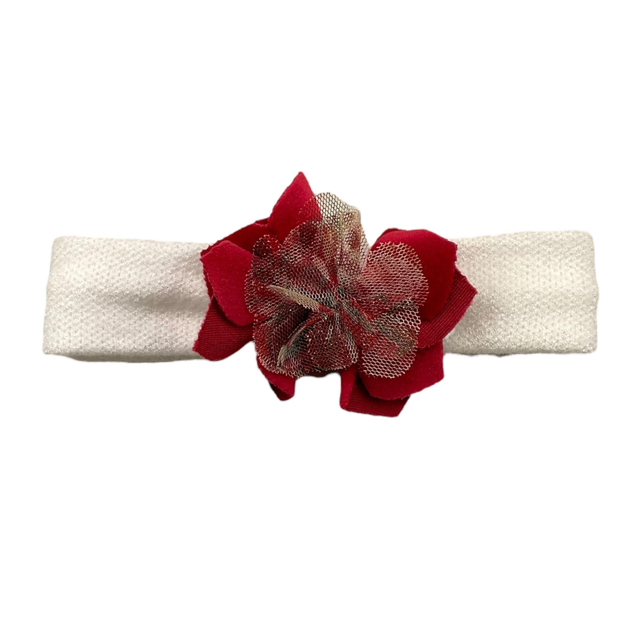 LALALU' fascia capelli tinta unita con fiore in contrasto Panna per Neonata FL12NN PANNA LALALU' 