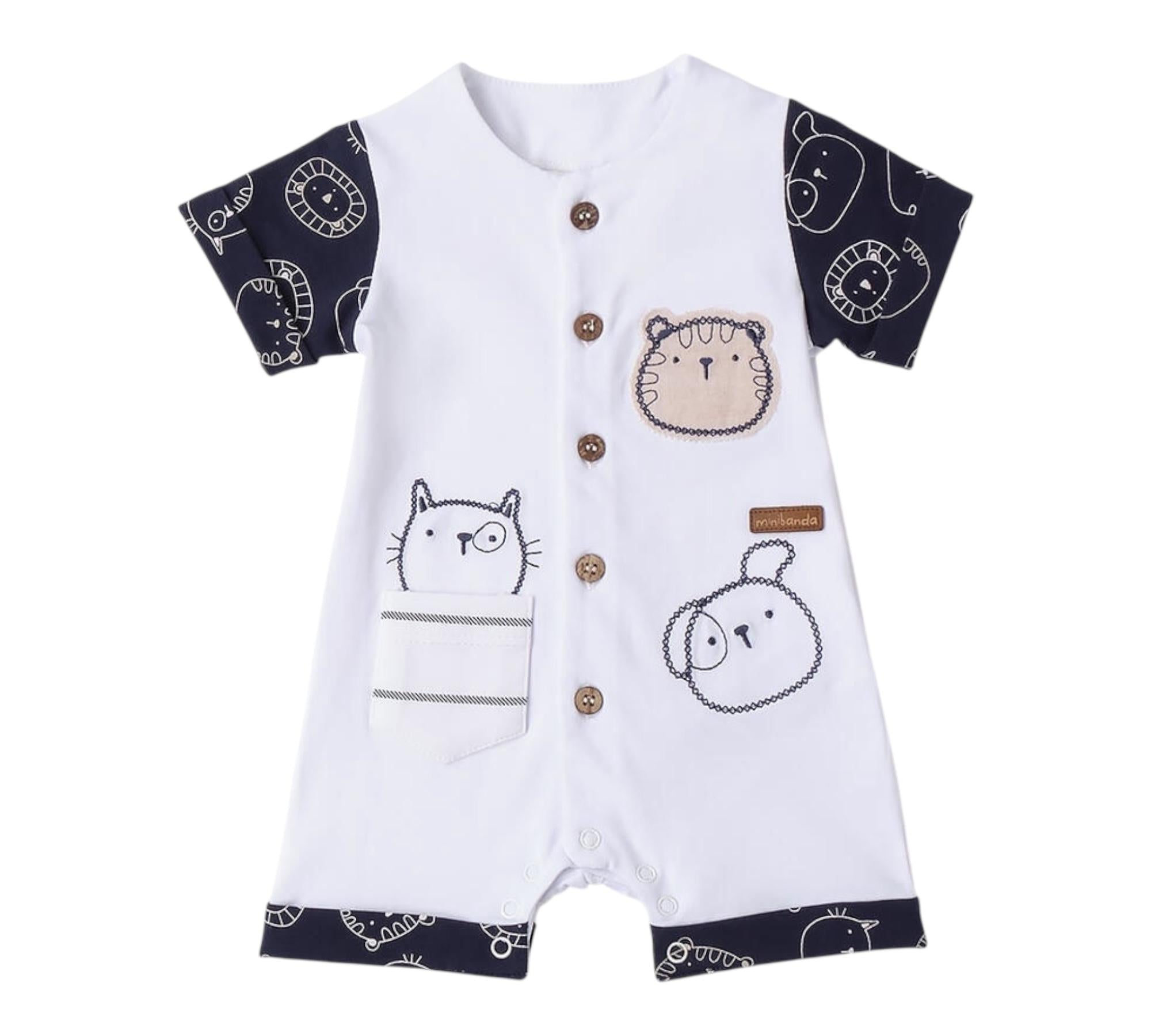 Minibanda Pagliaccetto Mezza Manica Tinta Unita per Neonato 3B686 BIANCO MINIBANDA 