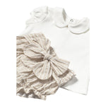 Mayoral Completo 3 Pezzi Cardigan-Coulotte con Fantasia A Righe-T-Shirt per Neonata 1254 BIANCO MAYORAL 