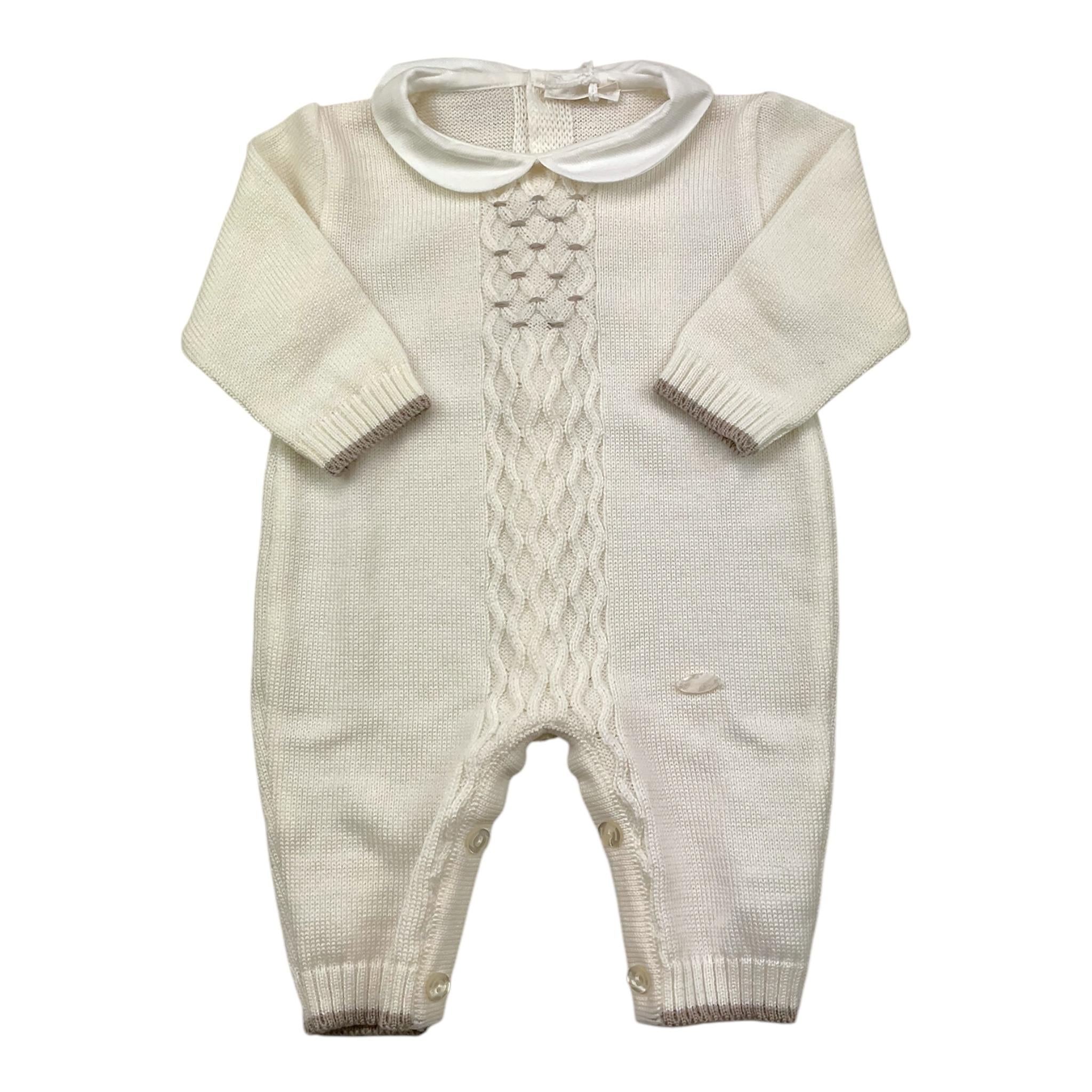 NINNAOH tutina tinta unita con ricami Panna per Neonata I24311TF PANNA NINNAOH 