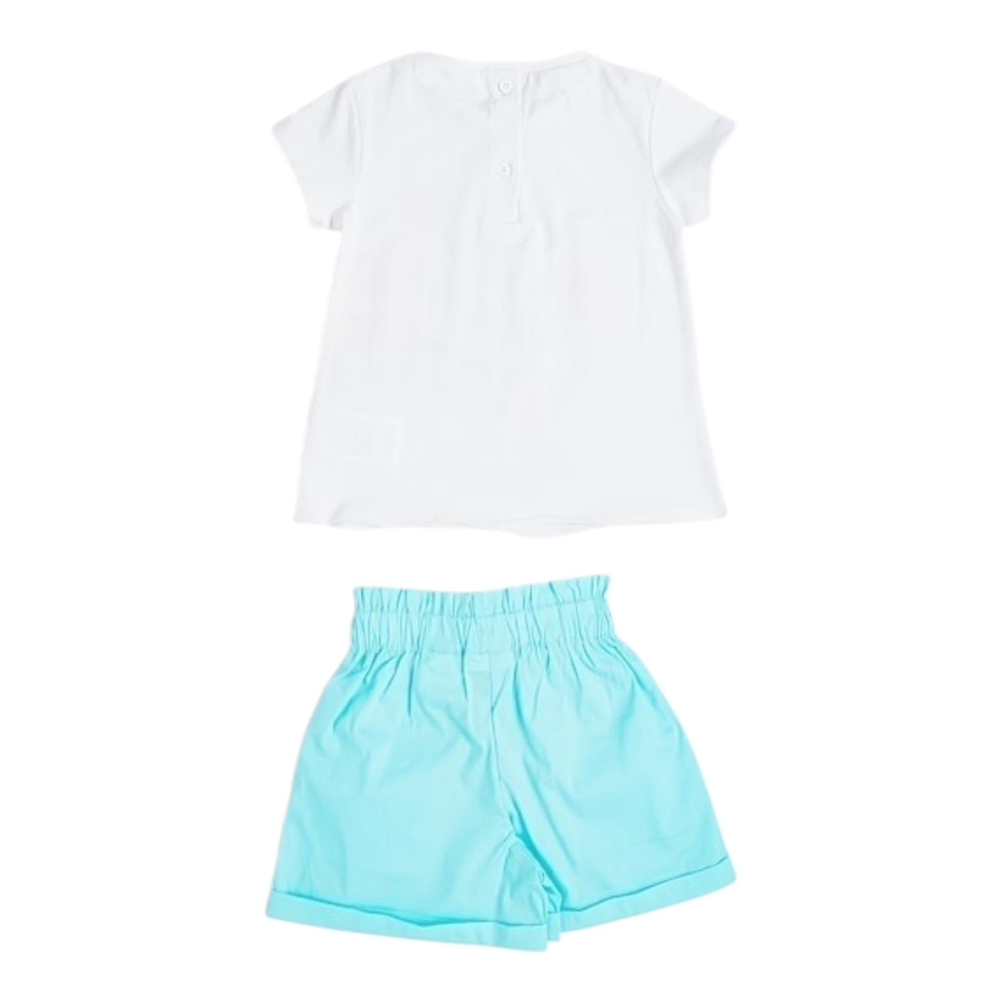 Sarabanda Completo 2 Pezzi T-Shirt-Short per Neonata 0B213N BIANCO/AZZURRO SARABANDA 
