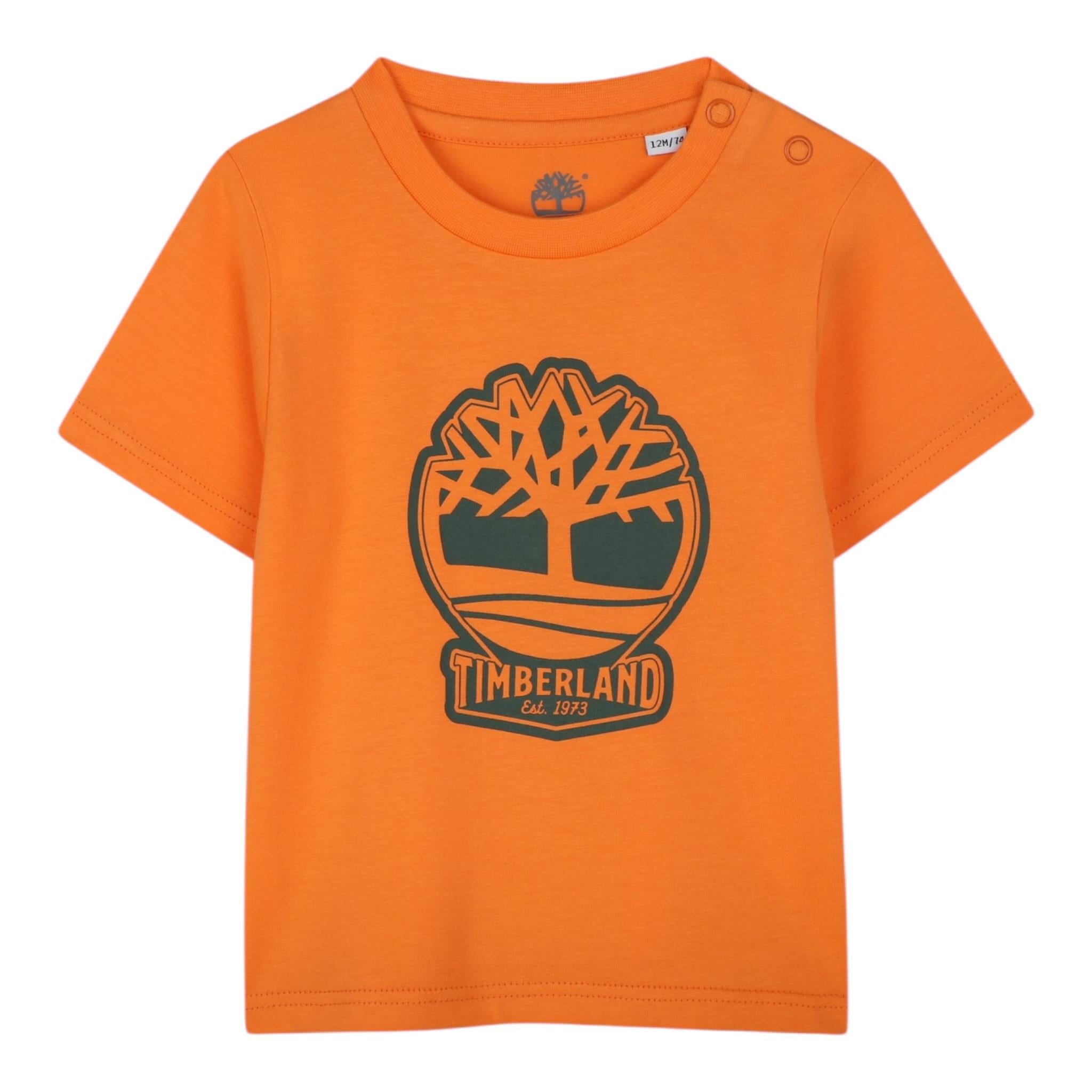 Timberland T-Shirt Girocollo Tinta Unita con Stampa per Neonato T60506NX ARANCIONE TIMBERLAND 
