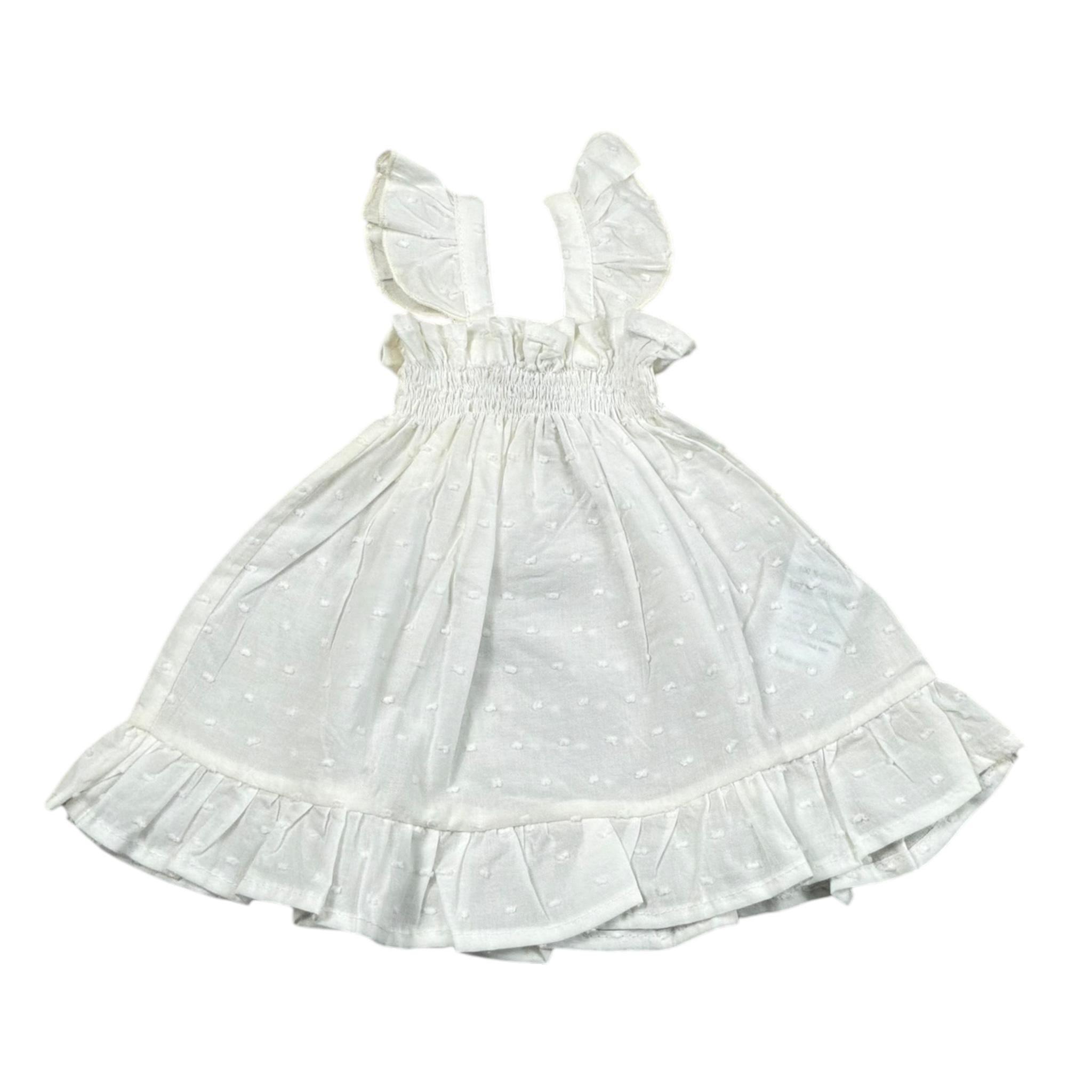 Petit Indi Top Tinta Unita con Balze per Neonata SS25B0923 BIANCO PETIT INDI 