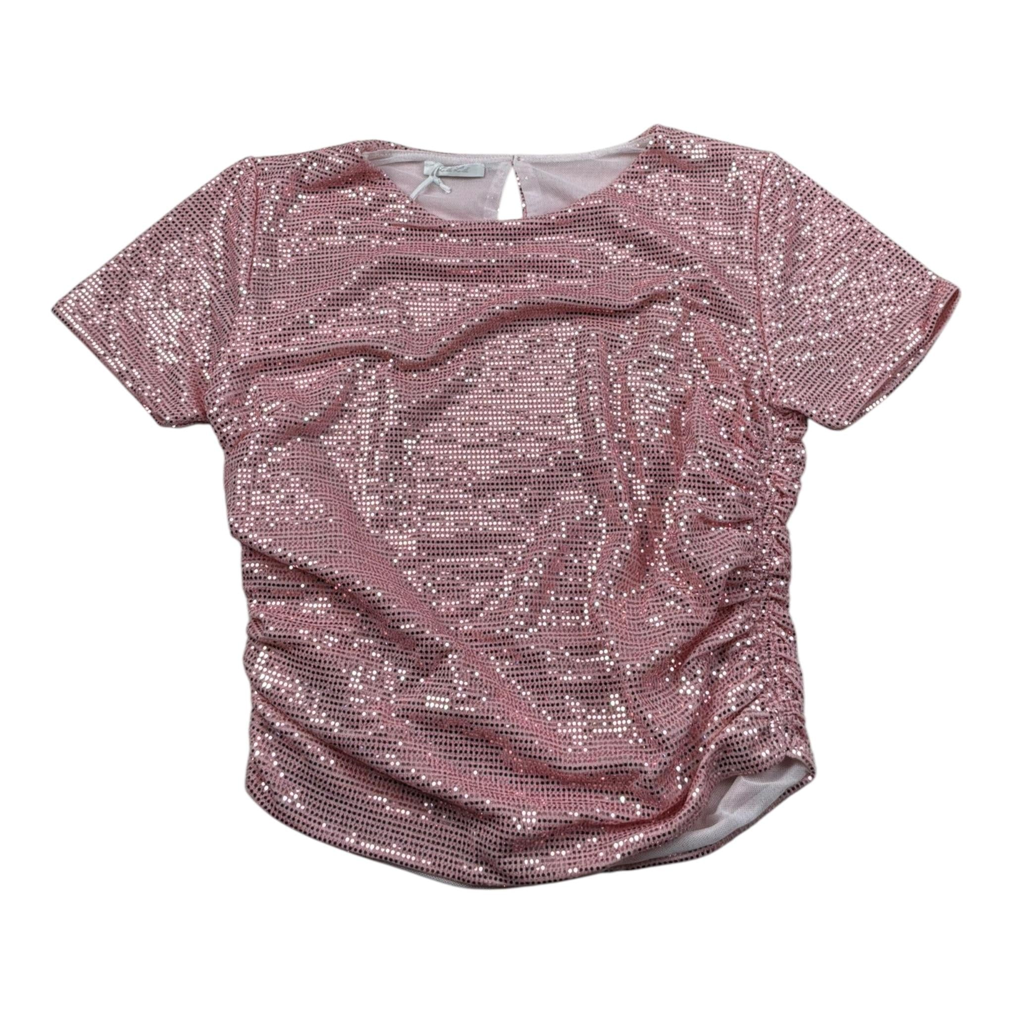 Lu Lu By Miss Grant T-Shirt tinta unita con Paillettes Rosa per Bambina LL3455X ROSA LU LU BY MISS GRANT 