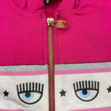 Chiara Ferragni Einfarbiges Sweatshirt Mit Kapuze Mit Reißverschluss Und Fuchsia-Print Für Baby Mädchen