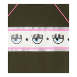 Chiara Ferragni Einfarbiges Rundhals-Sweatshirt mit grünem Aufdruck für Mädchen