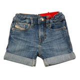 Diesel Bermuda Denim Einfarbig Verstellbare Taille Blau Für Baby