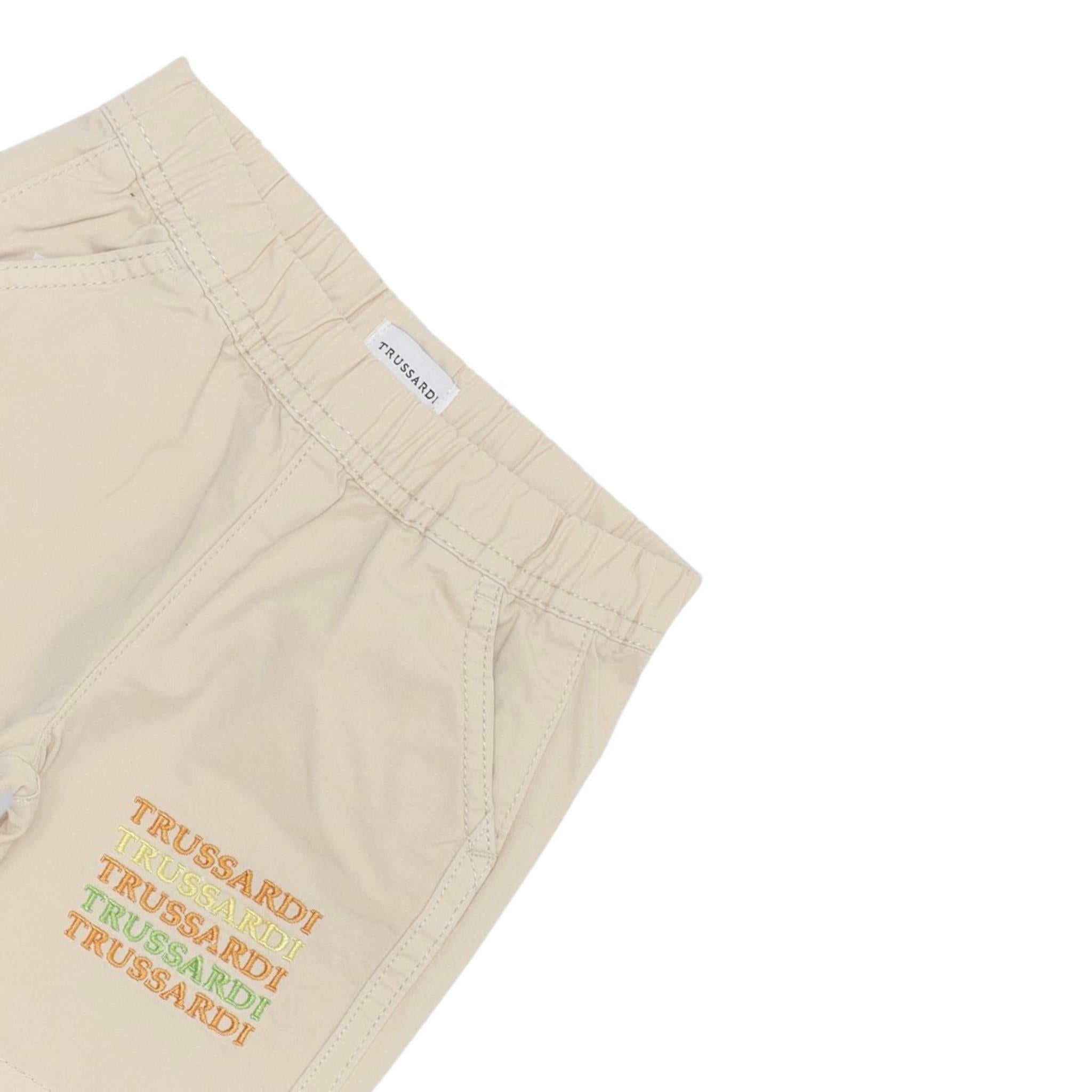 Trussardi Bermuda tinta unita con Elastico In Vita E Loghi Beige per Neonato TIP25023BE BEIGE TRUSSARDI 