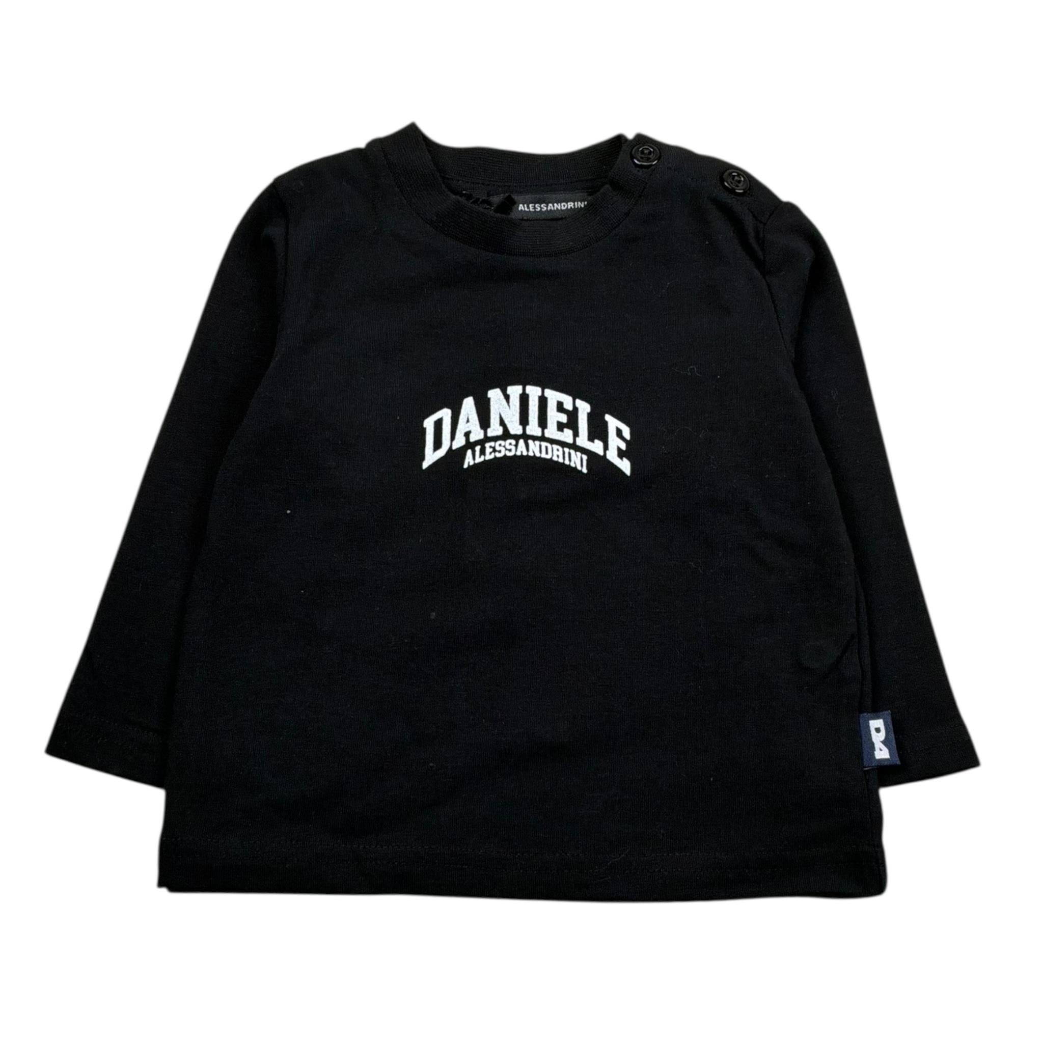 Daniele Alessandrini Shirt Girocollo Tinta Unita con Stampa Logo per Neonato 1291M1028 NERO DANIELE ALESSANDRINI 
