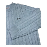 SUN68 maglia girocollo tinta unita con ricamo logo Azzurro per Bambino K44355 AZZURRO SUN68 