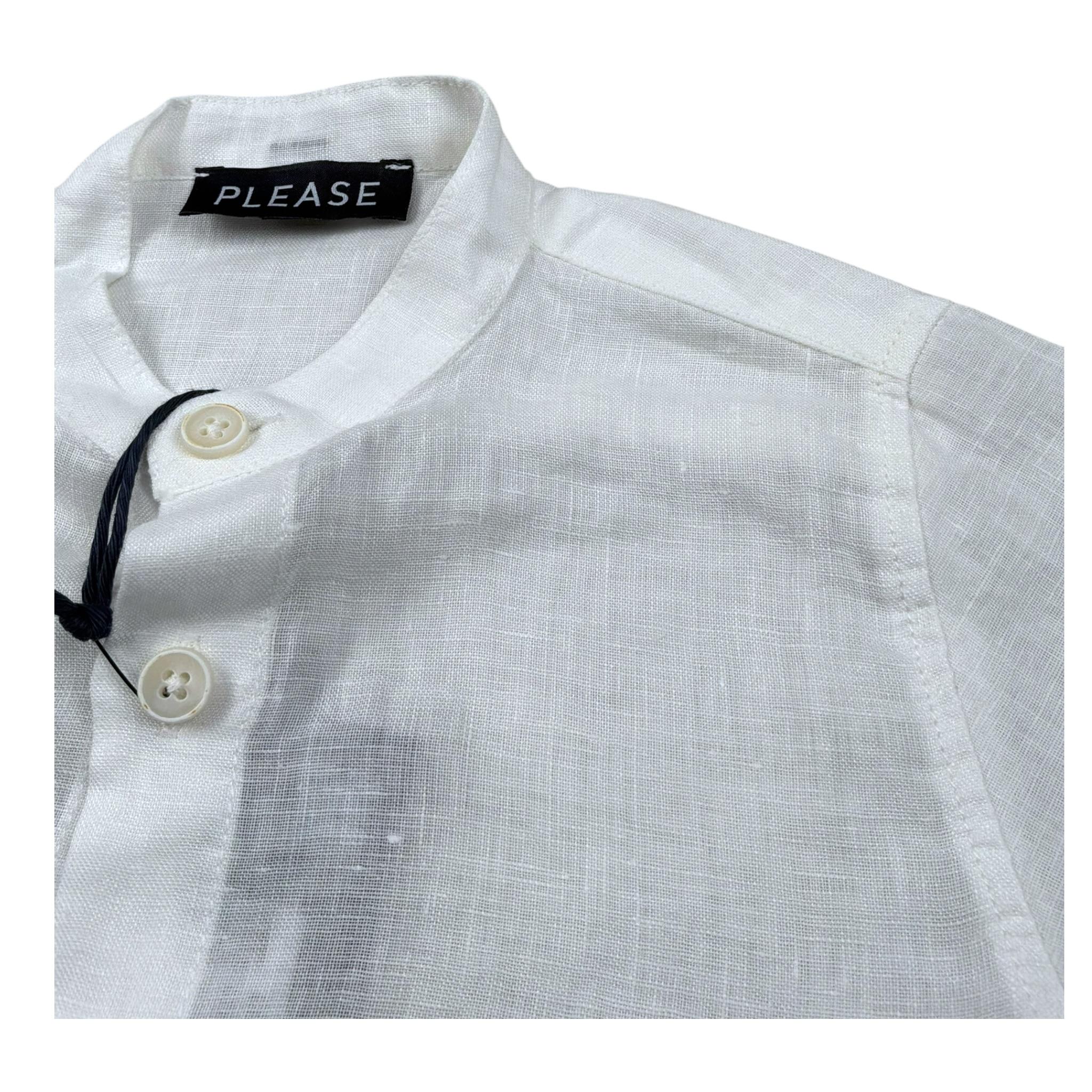 Please Camicia Mezza Manica Tinta Unita per Neonato CC37300B73 PANNA PLEASE 