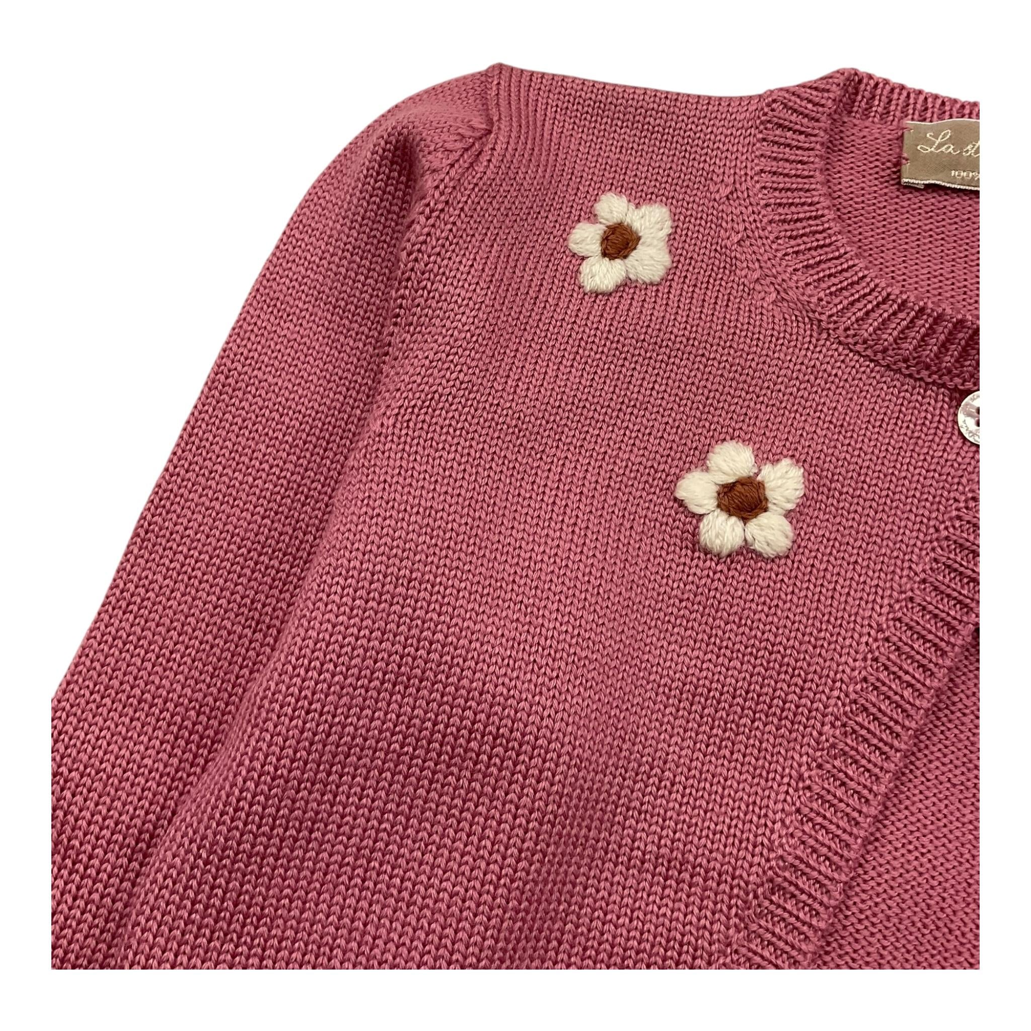 LA STUPENDERIA cardigan tinta unitaa con ricami Rosa per Bambina WCSC66813 ROSA LA STUPENDERIA 