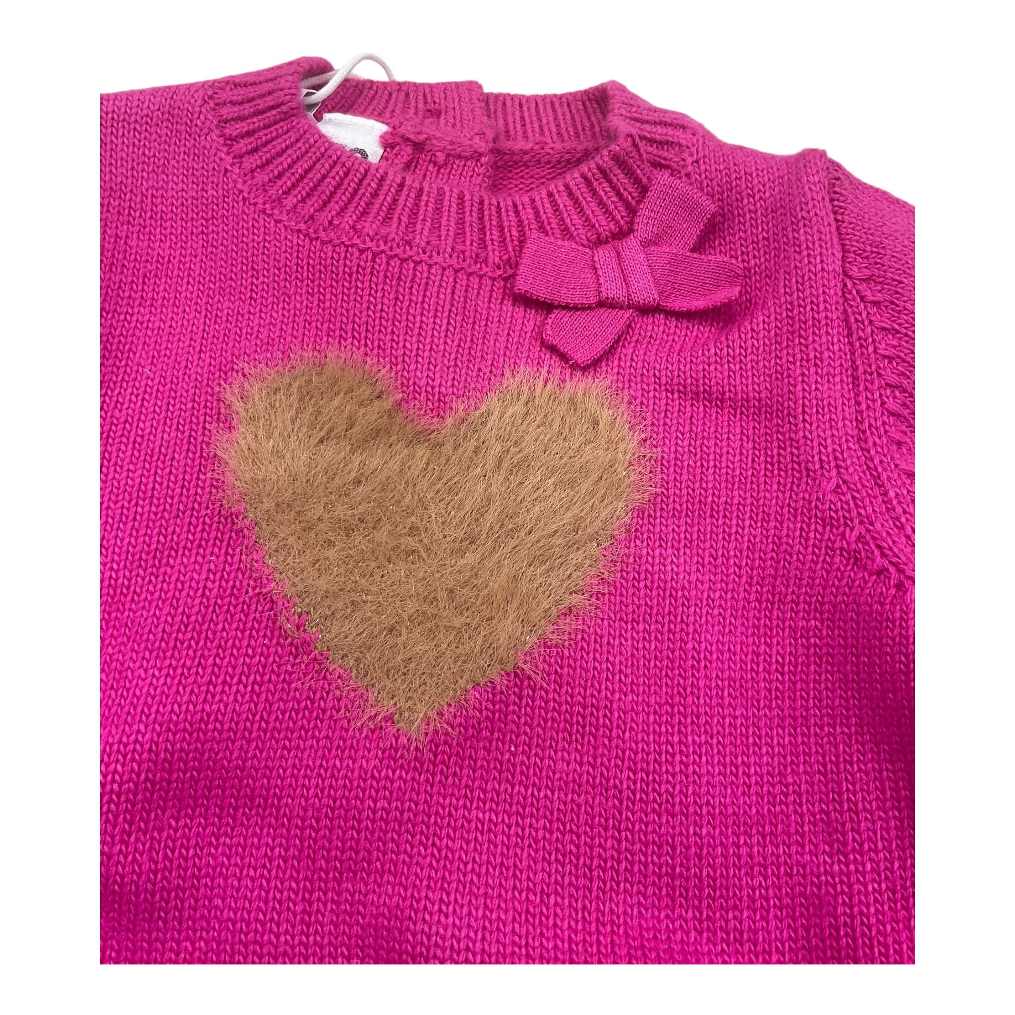 I DO abito manica lunga tinta unita con cuore Fuxia per Bambina 4A574 FUXIA I DO 