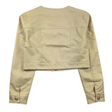 I Do – Schlichte beige Kunstlederjacke mit Reißverschluss für Mädchen