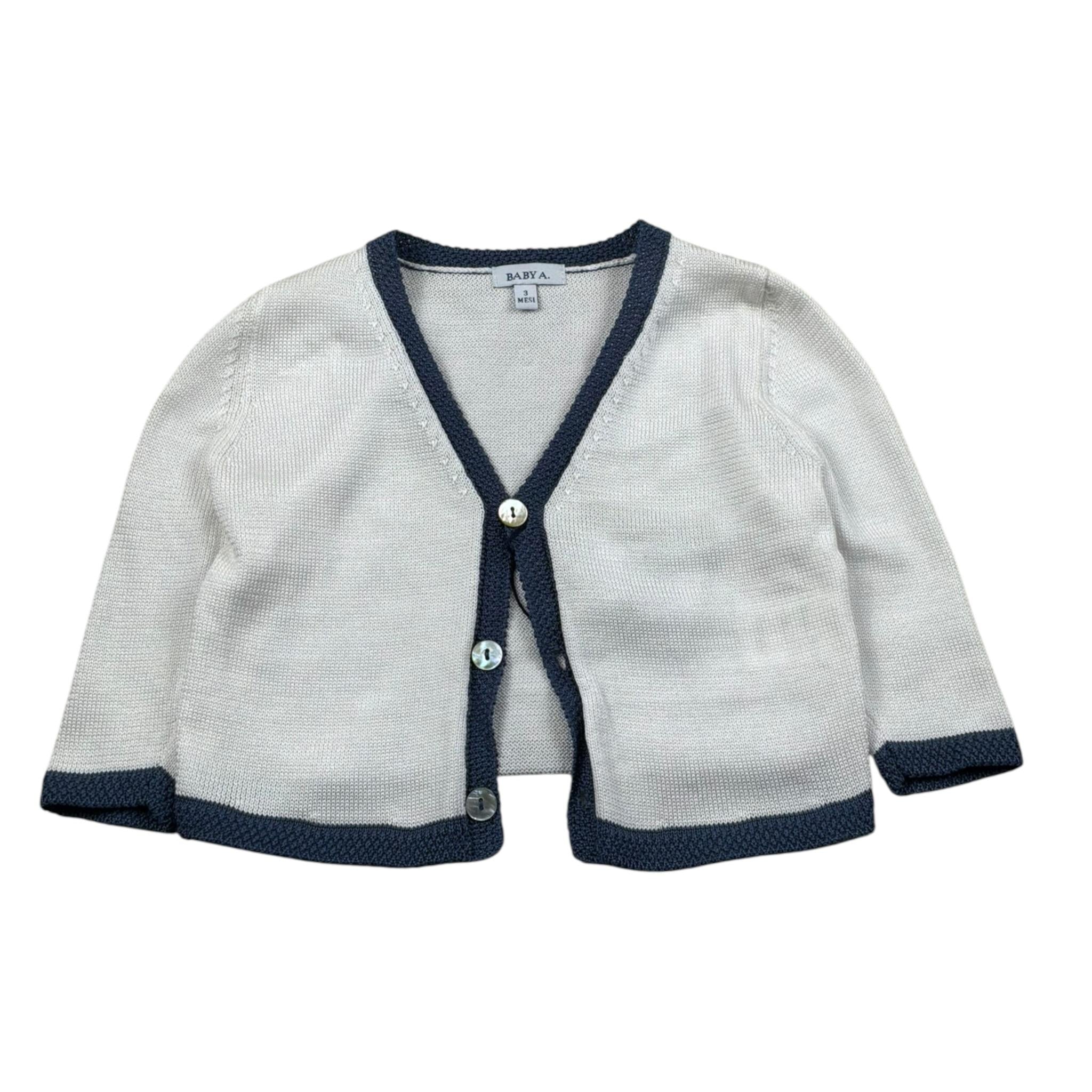 Baby A. Cardigan Tinta Unita con Profili In Contrasto per Neonato A2126 PANNA BABY A. 