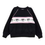 Chiara Ferragni Einfarbiges Sweatshirt mit Rundhalsausschnitt und Print in Schwarz für Baby-Mädchen
