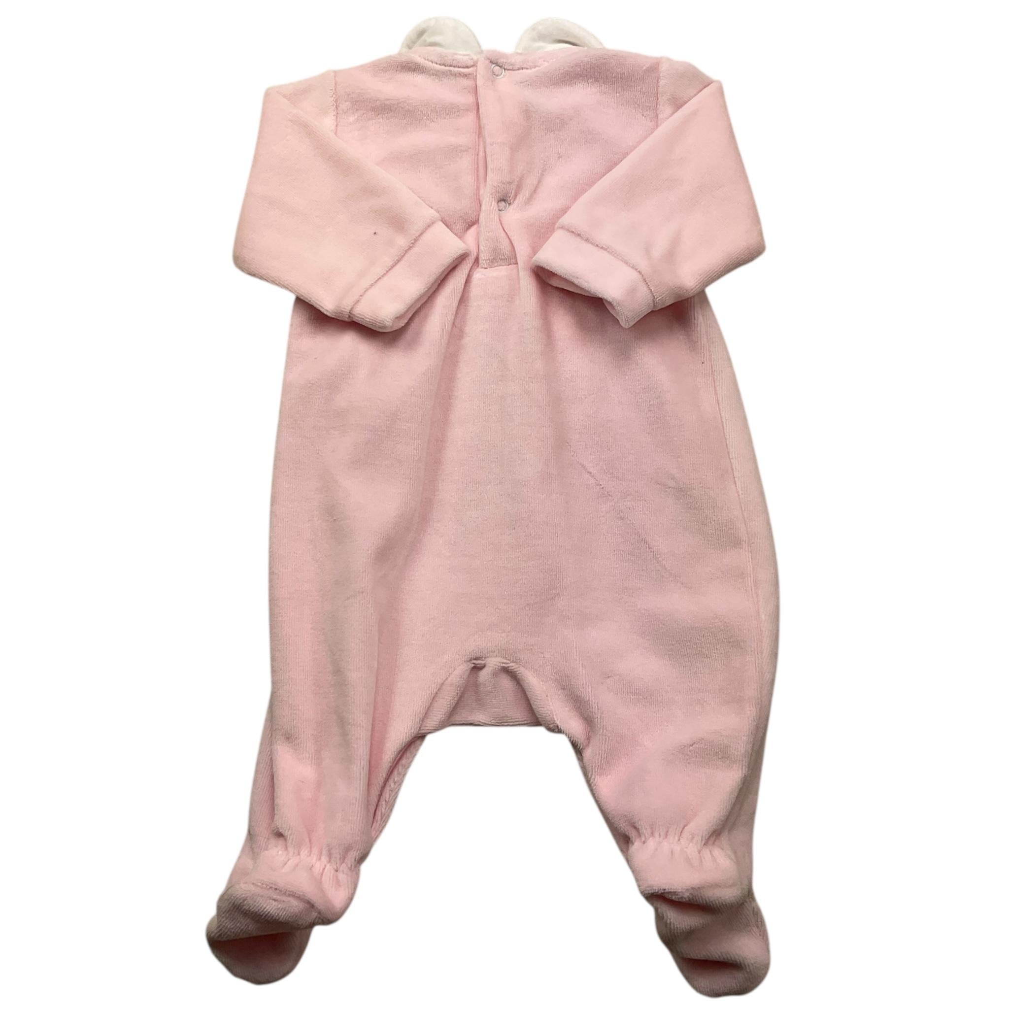 BABY VIP tutina manica lunga tinta unita in ciniglia Rosa per Neonata T2472A ROSA BABY VIP 