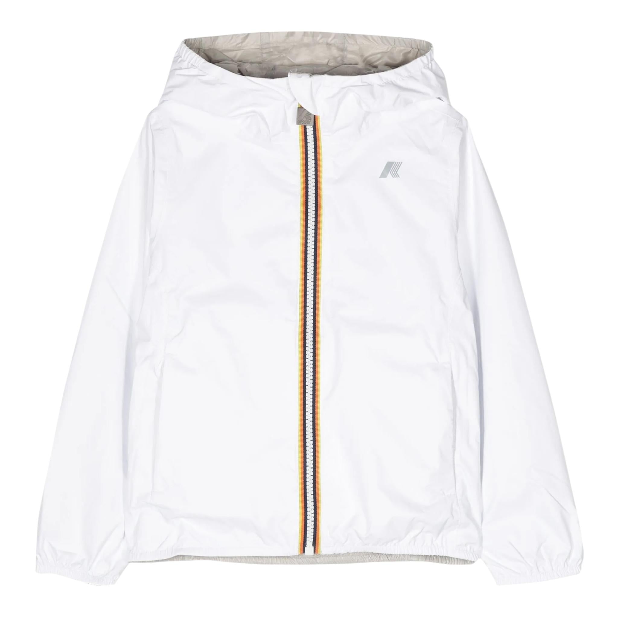 K-Way Giubbino Reversibile con Zip E Cappuccio per Bambina K61313WX BIANCO/BEIGE K-WAY 
