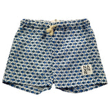 Nanan Bermuda Einfarbig Mit Fischdruck Weiß/Blau Für Neugeborene