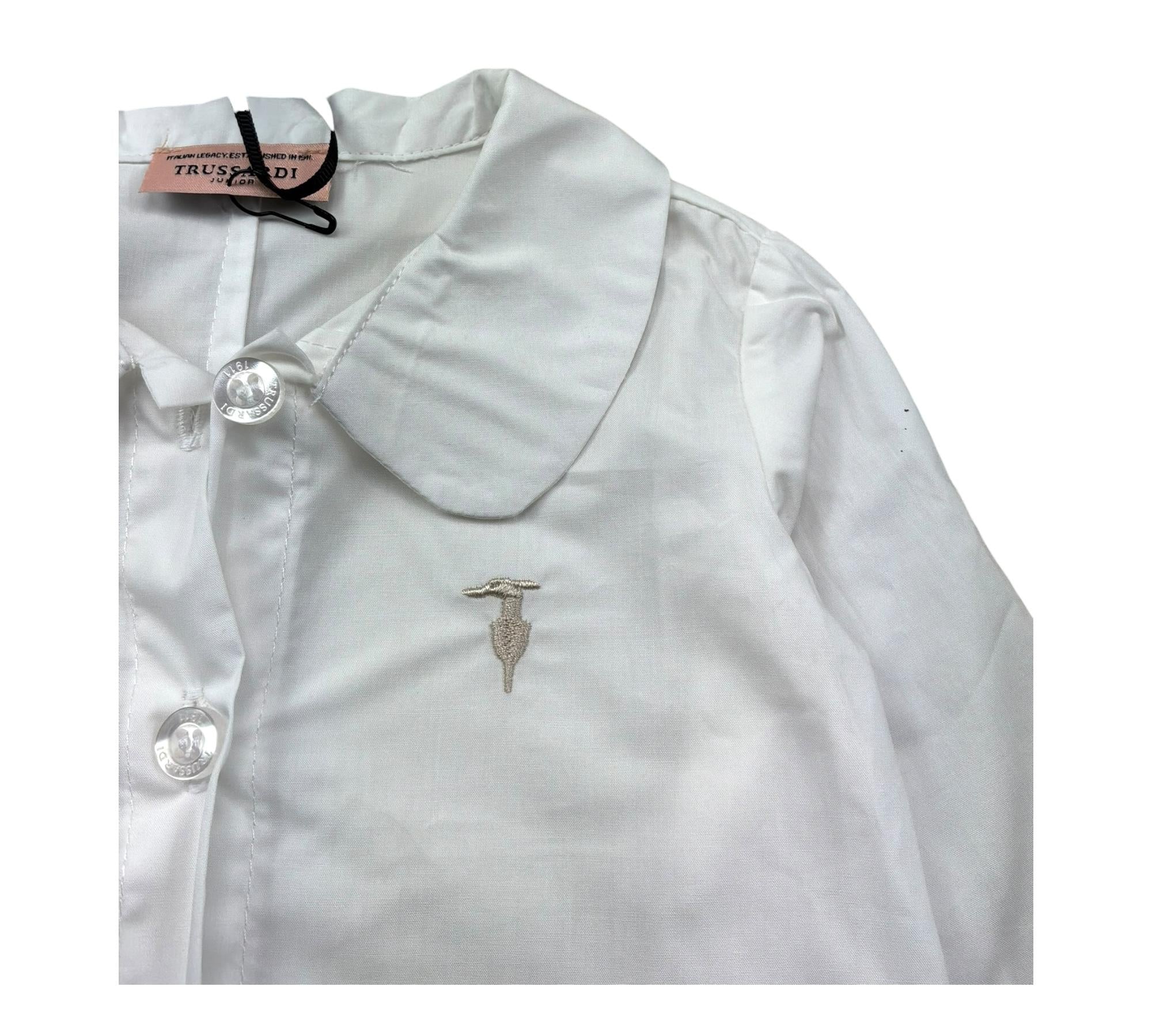 Trussardi Camicia Manica Lunga Tinta Unita con Logo per Neonata TIP26127CA BIANCO TRUSSARDI 