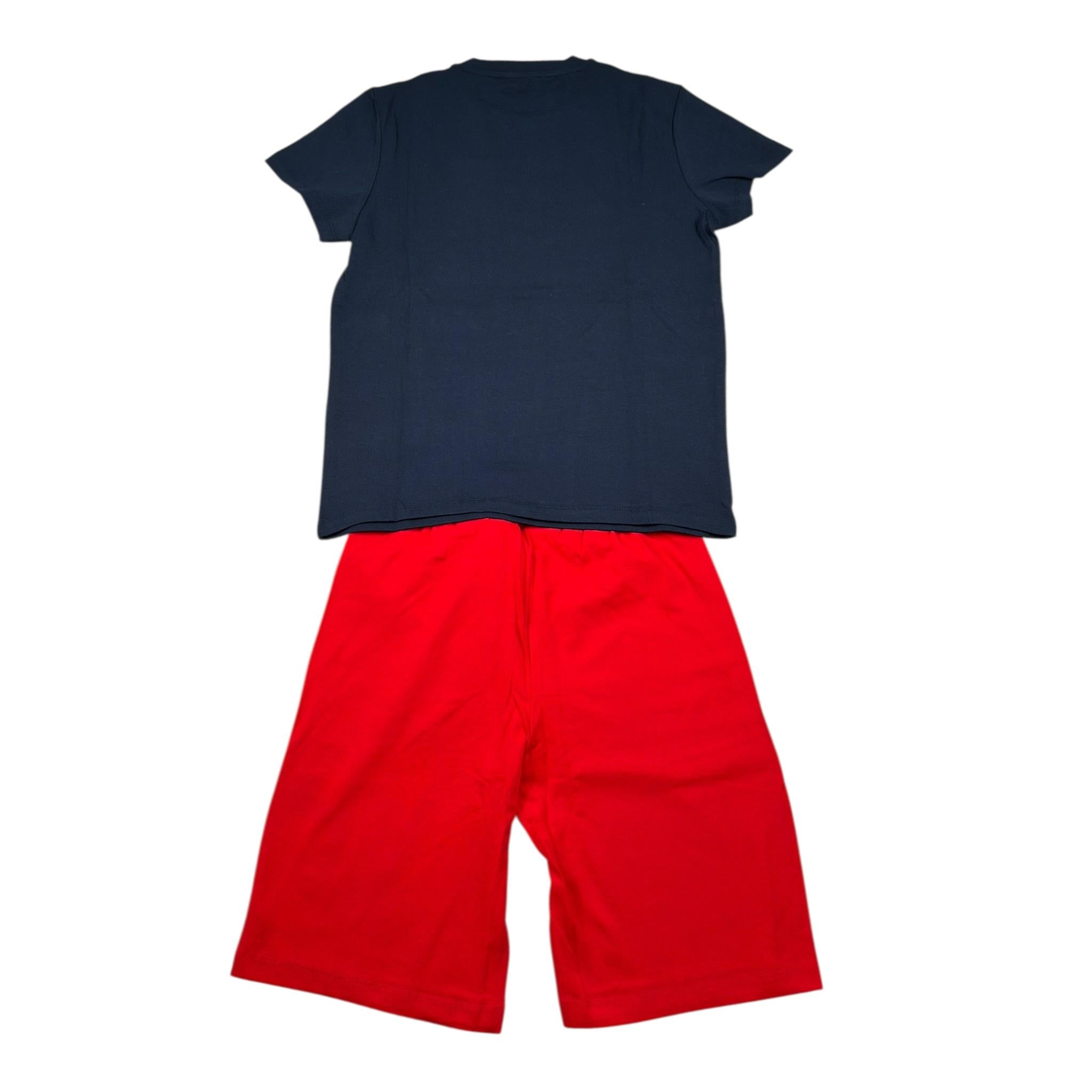 Daniele Alessandrini Completo 2 Pezzi T-Shirt - Bermuda Bicolore per Bambino 1236K00357X ROSSO/BLU DANIELE ALESSANDRINI 