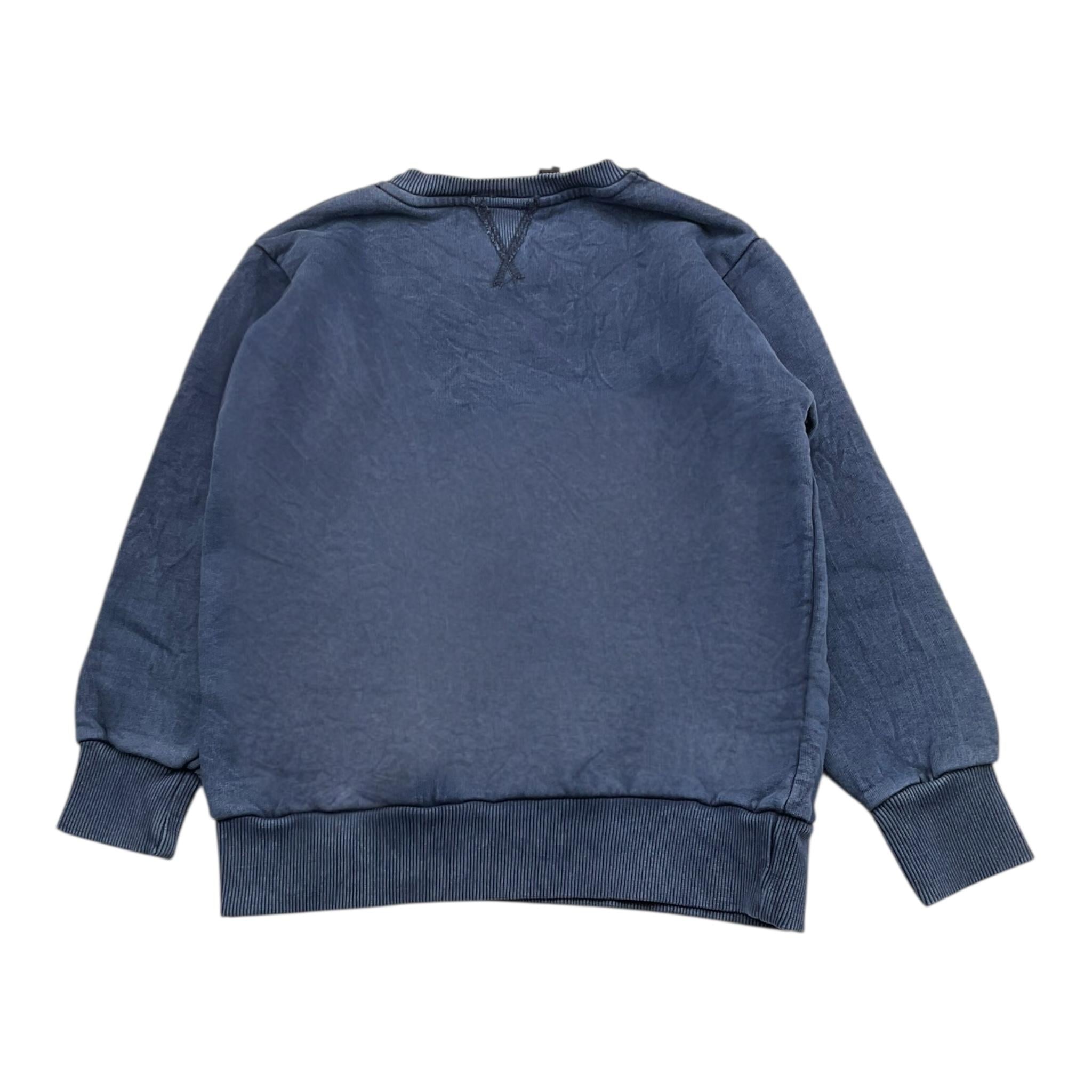 BERNA felpa tinta unita girocollo con stampa Blu per Bambino T24C396 BLU BERNA 