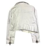 Miss Blumarine Schlichte Kunstlederjacke mit Rüschen Weiß für Mädchen