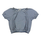 Zhoe &amp; Tobiah Zweifarbiges T-Shirt mit weiß/blauem Streifenmuster für Mädchen