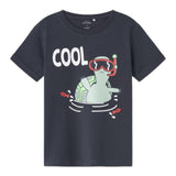 Name.It T-Shirt Rundhals Einfarbig mit Print Grau Für Jungen