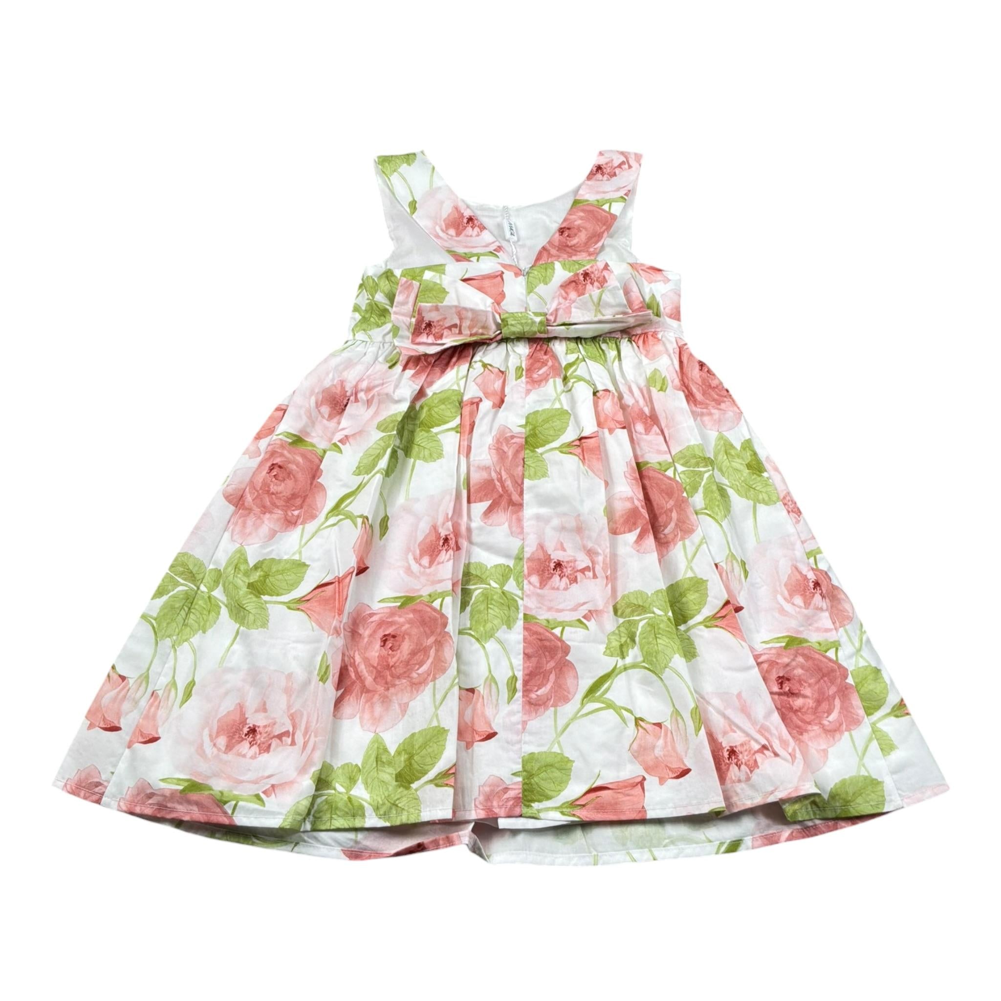 Magil Abito Tinta Unita con Fantasia Fiori per Bambina FN20158 BIANCO MAGIL 