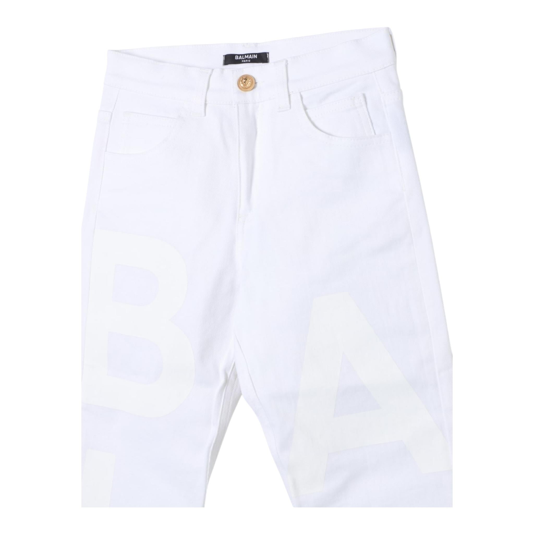 BALMAIN pantalone tinta unita con logo Panna per Bambino BU6P30 PANNA BALMAIN 