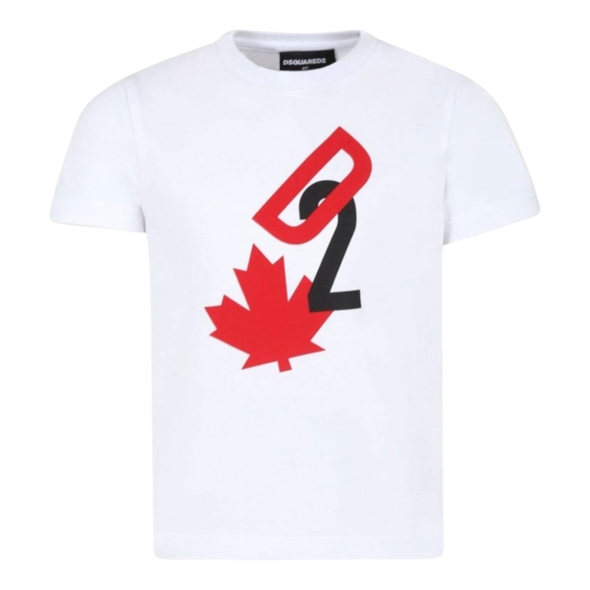 DSQUARED2 t-shirt girocollo tinta unita con stampa in contrasto Bianco per Bambino DQ2464XX BIANCO DSQUARED2 