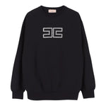 Elisabetta Franchi Felpa Girocollo Tinta Unita con Applicazioni Brillantini per Bambina EFFE149 NERO ELISABETTA FRANCHI 