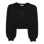 LIU JO felpa modello crop tinta unita con stampa Nero per Bambina GF4092XXX NERO LIU JO 