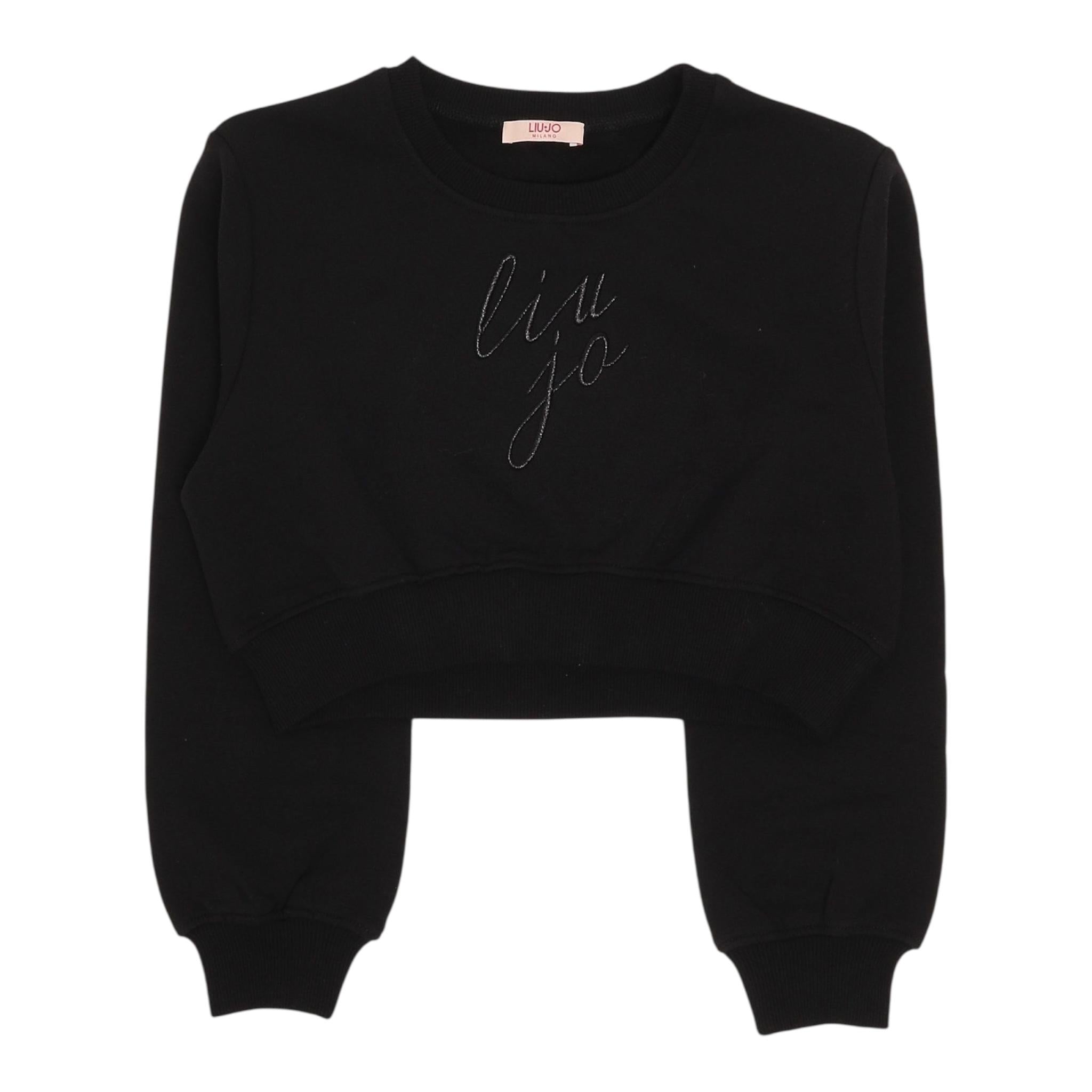 LIU JO felpa modello crop tinta unita con stampa Nero per Bambina GF4092XXX NERO LIU JO 