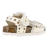 Colors Of California Einfarbige Sandalen mit Glitzerschnallen in Weiß für Baby-Mädchen