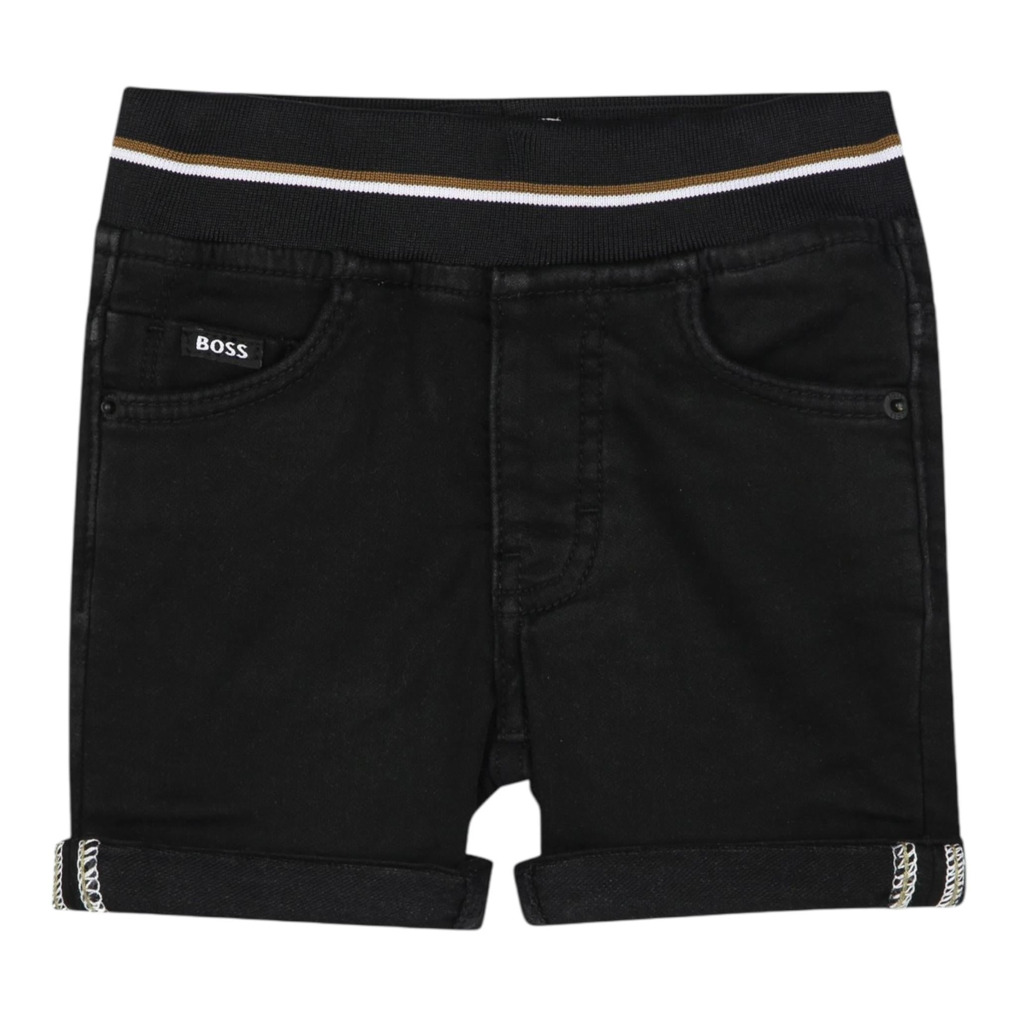 Boss Bermuda Tinta Unita con Elastico In Vita per Neonato J52091 NERO BOSS 