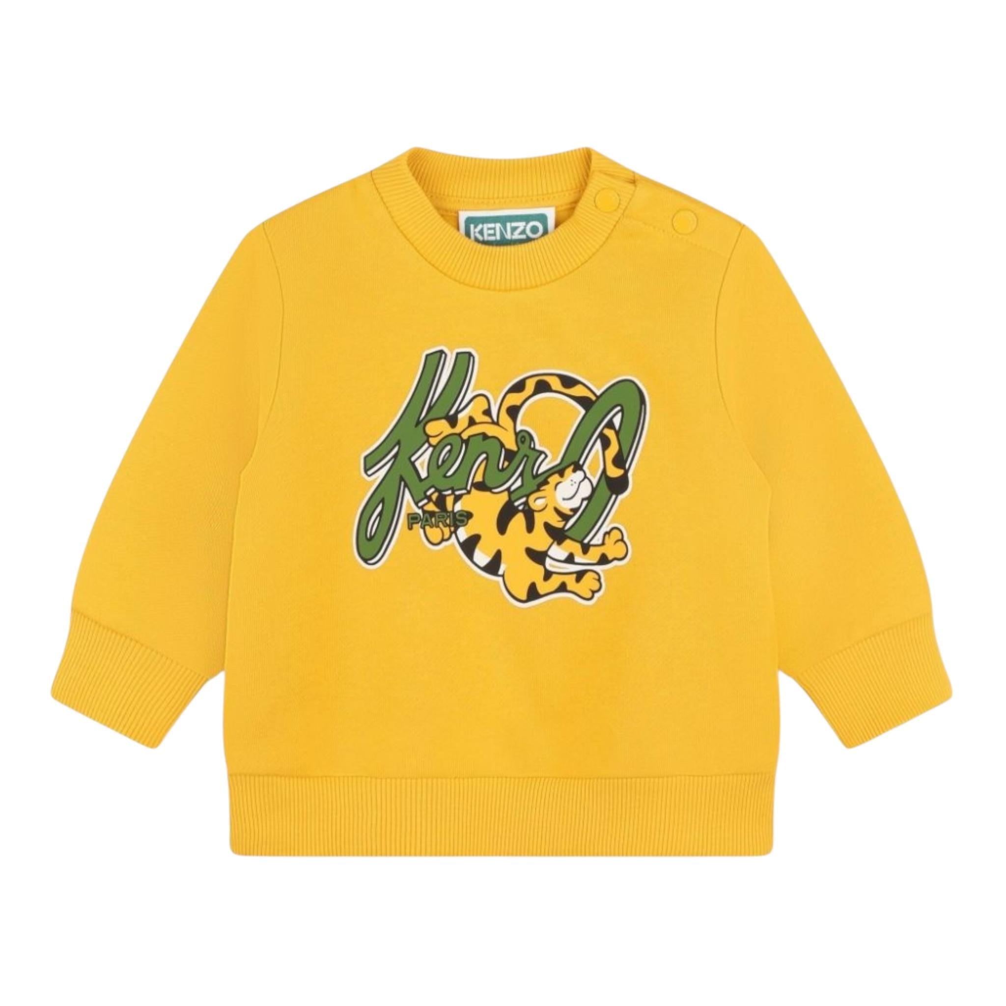 KENZO felpa gircollo tinta unita con stampa Giallo per Neonato K60500 GIALLO KENZO 